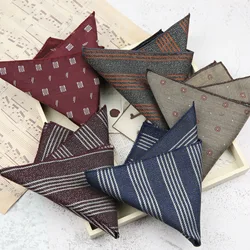 24*24cm Light Luxury Fashion Striped Polyester and Cotton Blend Handkerchief Pocket Square for Man Business Casual Accessories