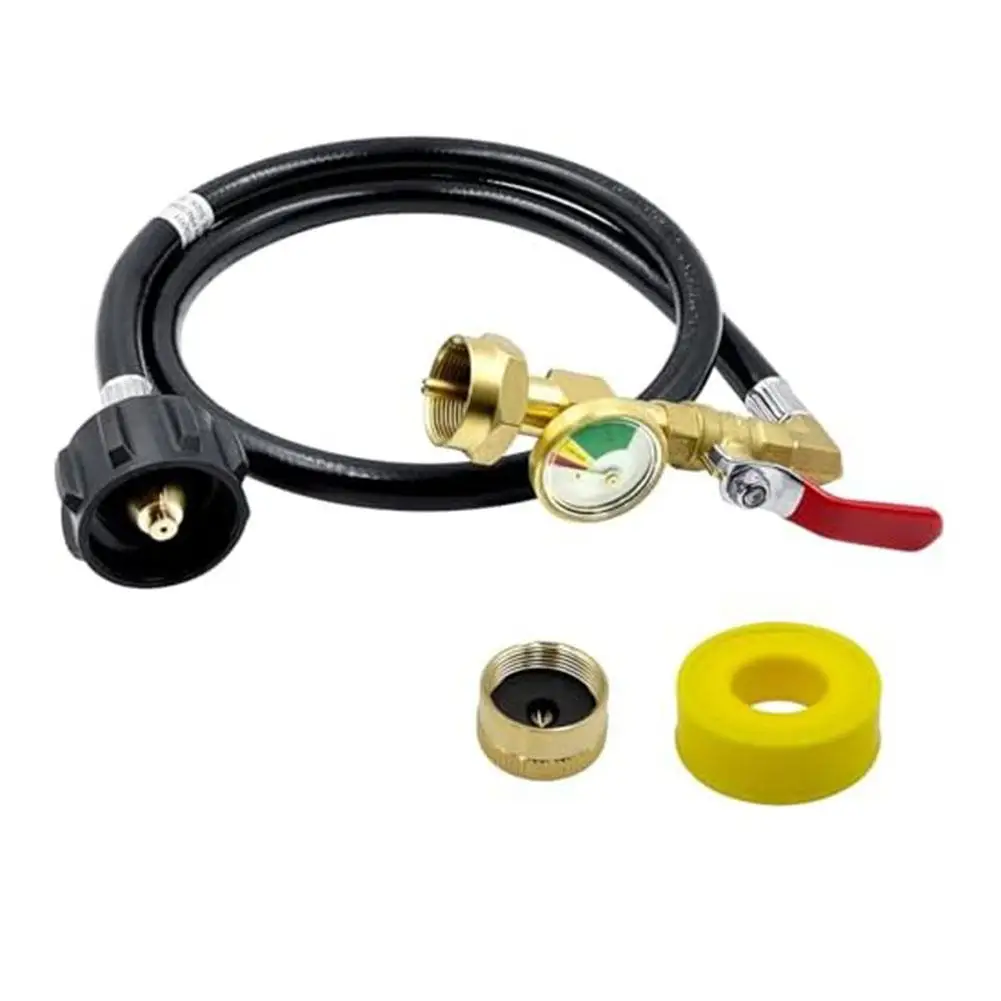 

3-foot For QCC Propane Tank Refill Adapter Hose,With Pressure Gauge And Cover Grilling Accessories Barbacoa Accesorios