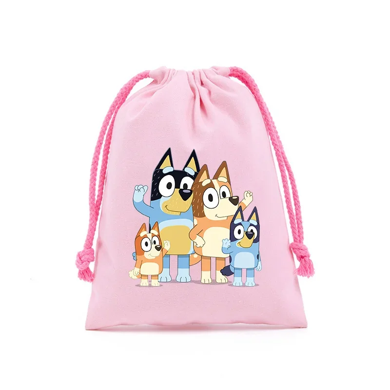 Bluey Tasje met trekkoord Cartoon geschenkzakken Leuke kinderen Volwassen opbergtas Reiskleding Cosmetische rekwisieten Organizer Feestartikelen