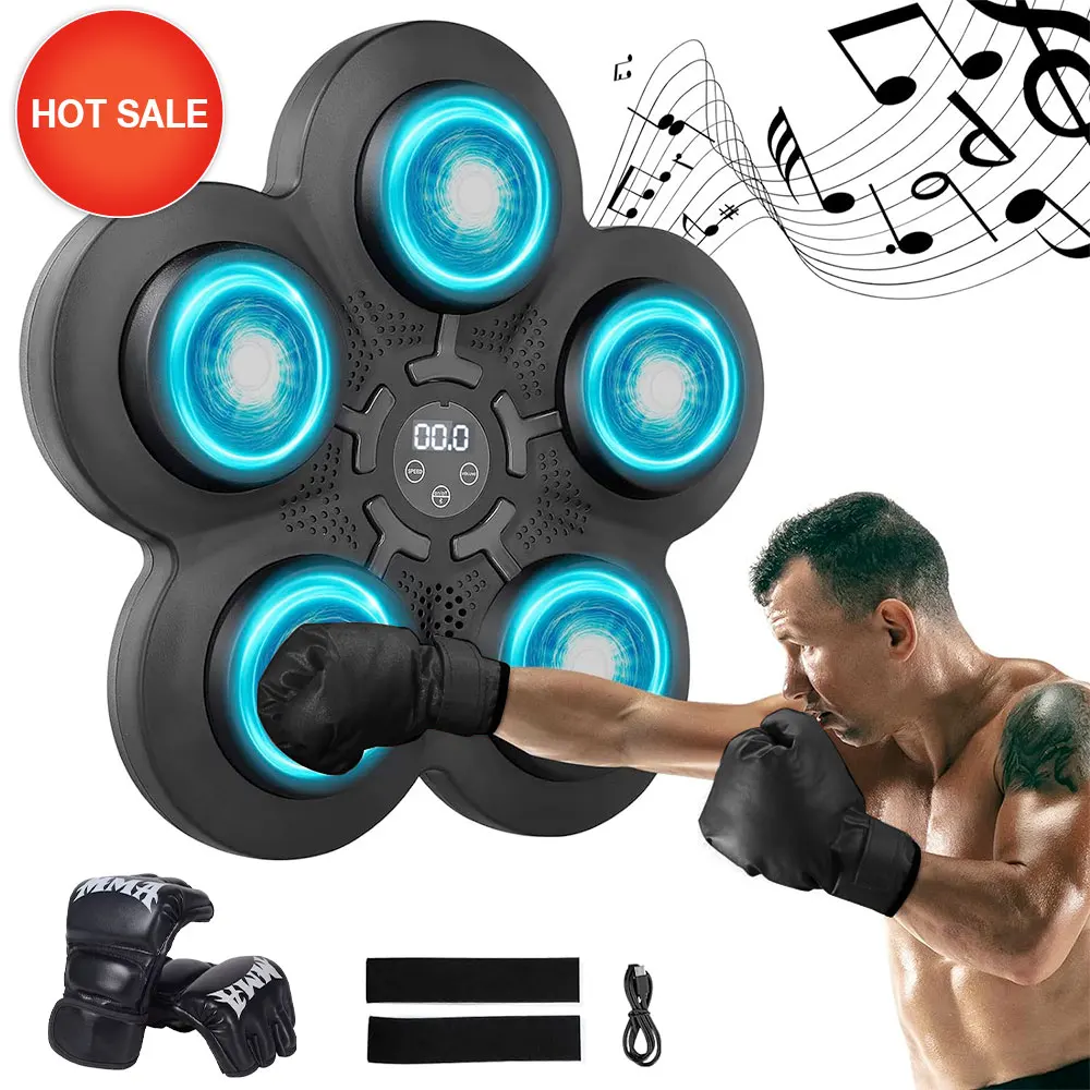 New Original Electronic Wireless Home Led Target Wall Mounted With Boxing Glove One Punch Training Smart Music Boxing Machine