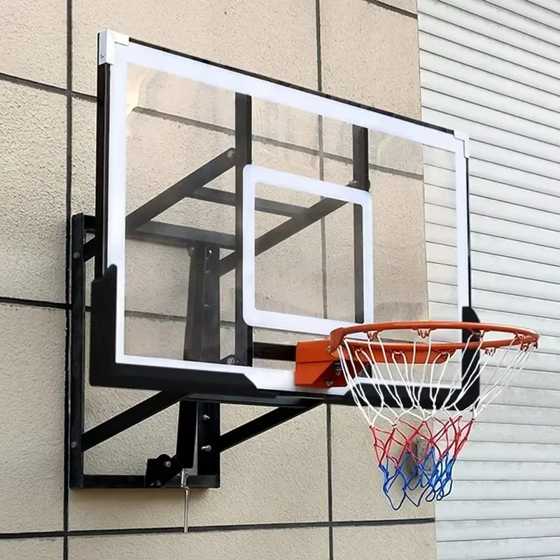 Wall Mounted Basketball Hoops with Basketball Backboard, Liftable, Indoor Use, Adult Standard Rim.