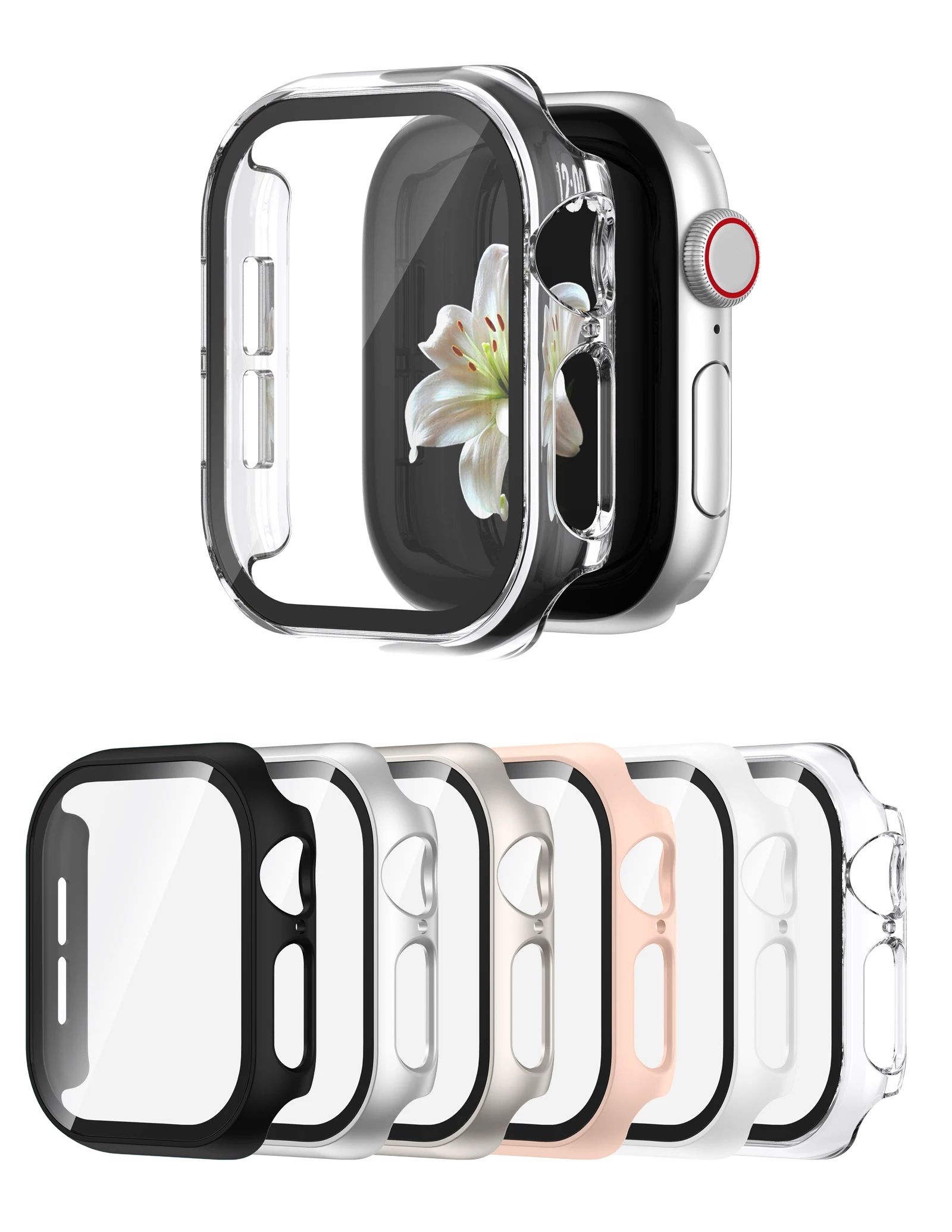 Apple Watch Protective Cover 10 42mm 46mm Matte Hard PC Hollow Bumper Protective Frame Shell Cover+Protective Film 6pcs Set