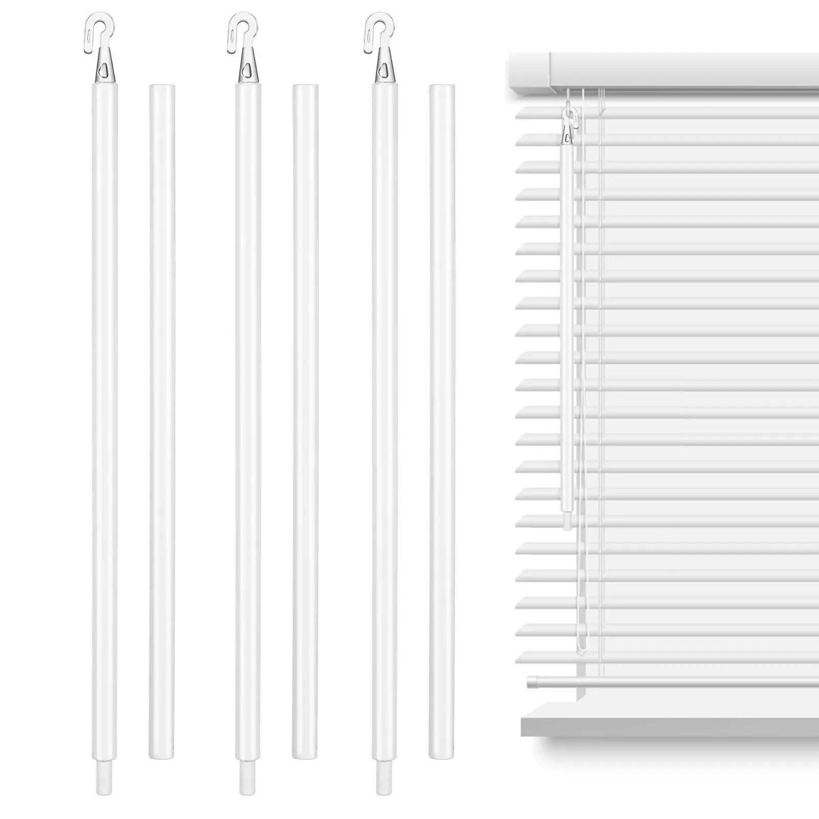 Blind Wand Replacement Set 3 Pack with Hooks Window Opener Sticks Universal Fit Lightweight Comfort Grip
