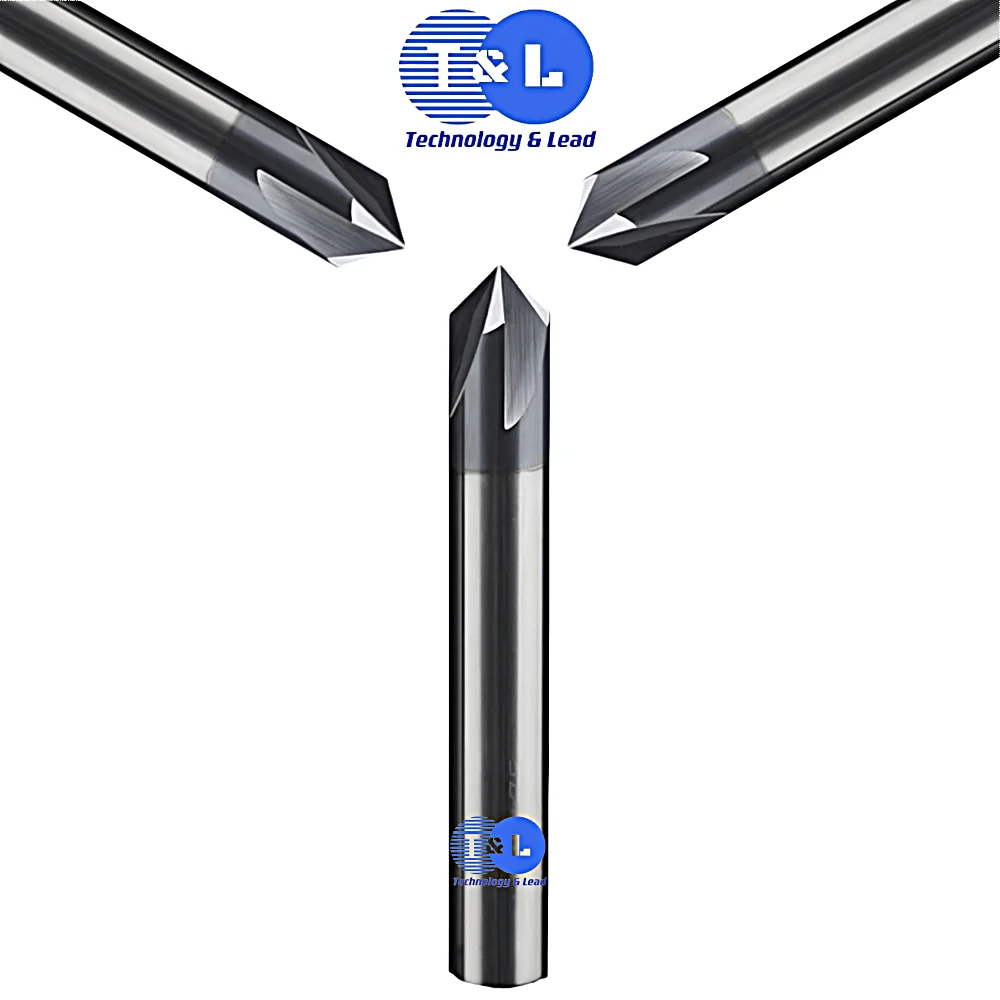 T&L Chamfer Milling Cutter 60 90 120 Degree Carbide Chamfering Mill Deburring Edges V Grove Router Bit 3Flutes CNC End Mill