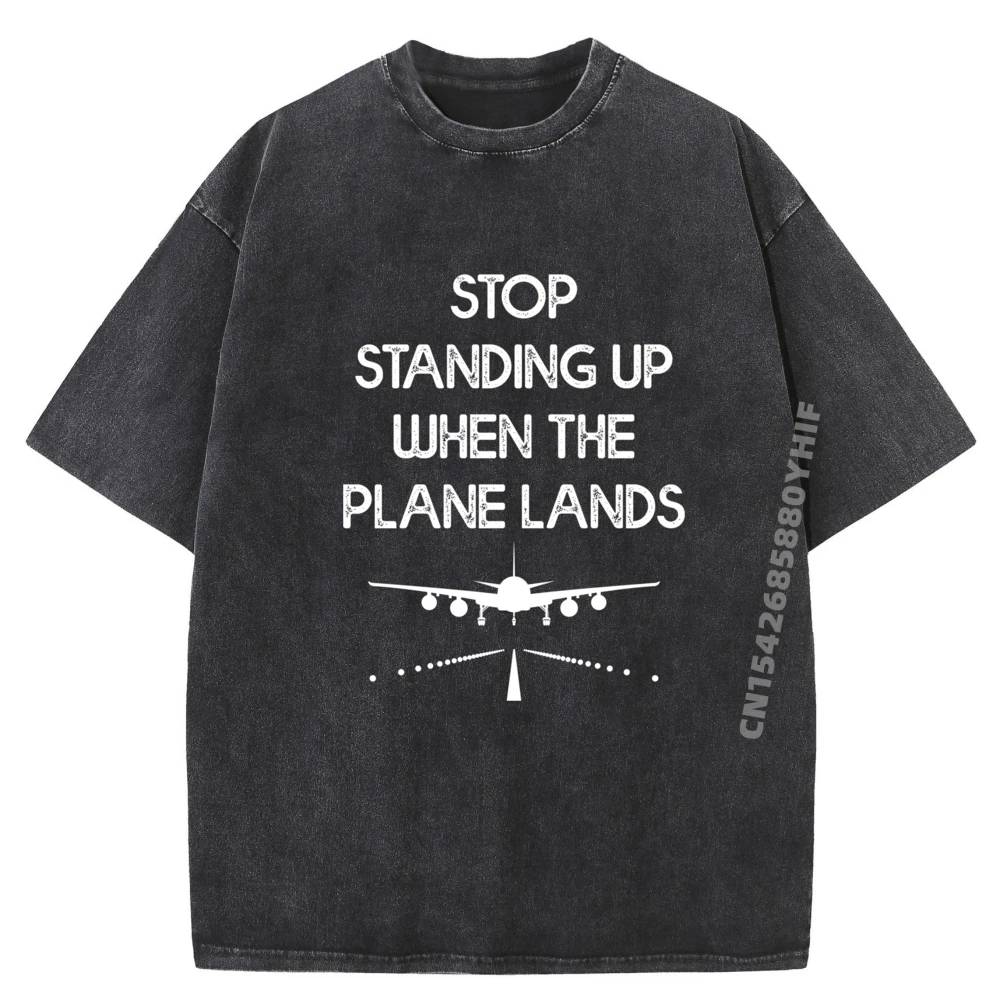 

Забавная роскошная футболка в стиле Харадзюку для путешествий, стоп-стойка, When The Plane Lands, мужская модная стираная рубашка с принтом