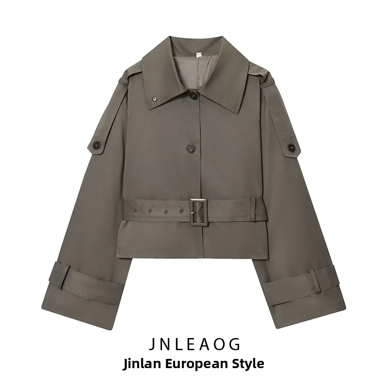 

JNLEAOG Faionable Long Sve Windbreaker Coat Удобная женская осенняя новинка из полиэстера прямого кроя для поездок на работу...