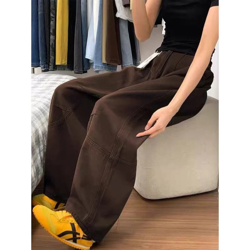 Pantalones Cargo para mujer, pantalones coreanos de nailon para las cuatro estaciones, cordones, bolsillos, secado rápido, entrenamiento elástico, versátil, Vintage