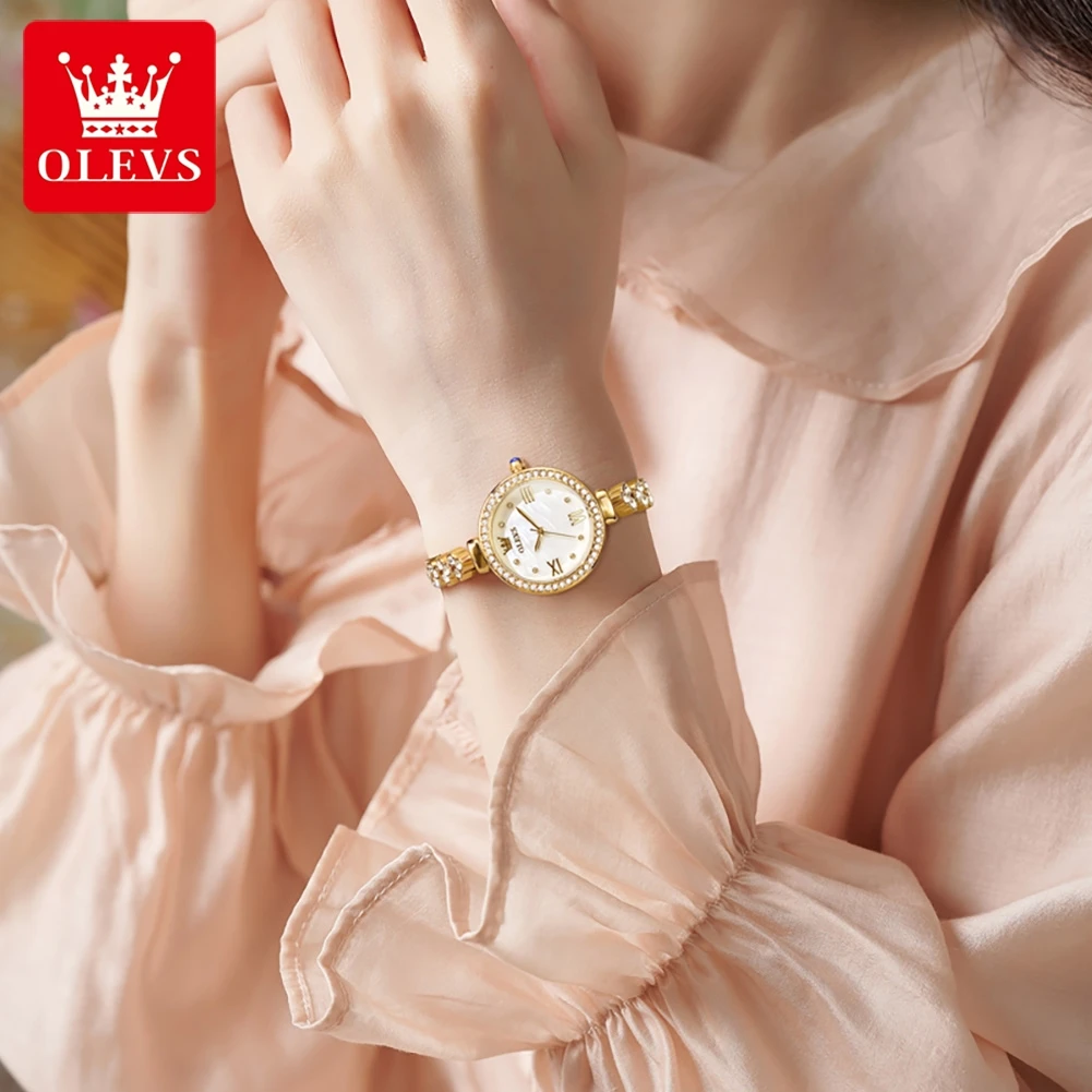 OLEVS 9903 Roman Scale Luxury Quartz Watch For Women Diamond Bracelet Elegant Woman Watches Waterproof Original Dress Hand Clock