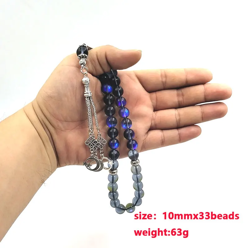 Tasbih Blue Austrian Crystal highlight women prayer beads Eid adha gift arabic fashion accessories bracelet Muslim Rosary