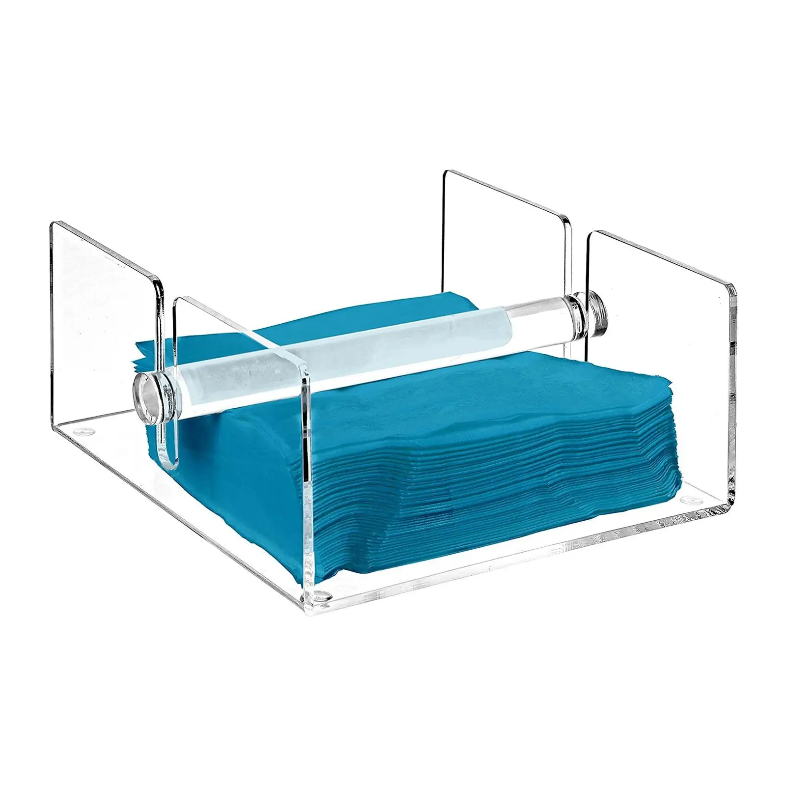 Acrylic Guest Towel Napkin Holder Removable with Center Weighted Bar Clear Storage Tray for Kitchen Buffet Desk Hotel Dinner