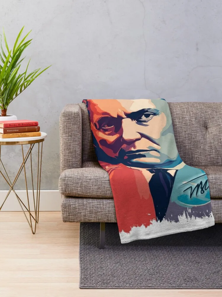 Josip Broz Tito the President of Yugoslavia SFRJ Abstract portrait illustration Throw Blanket Travel Loose Blankets