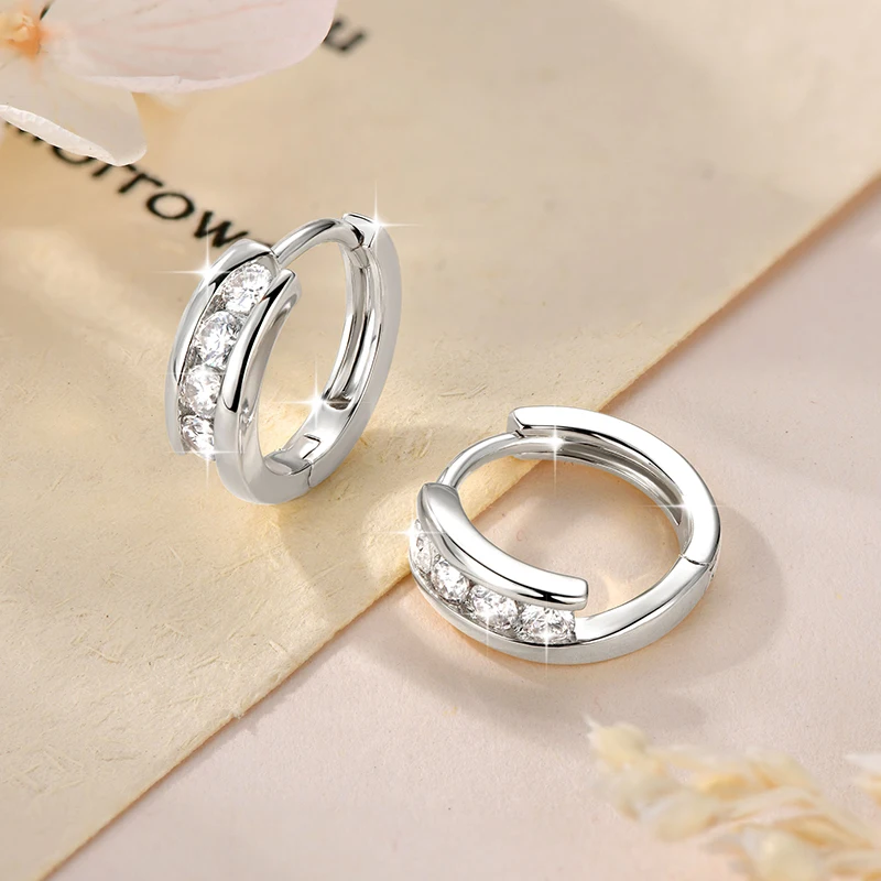 Lnngy zertifizierte 2,5 mm Moissanit-Ohrringe, 14 Karat Gold gefüllte Creolen für Damen, temperamentvoll, vielseitig, Damenschmuck, Geschenk – Detail 8