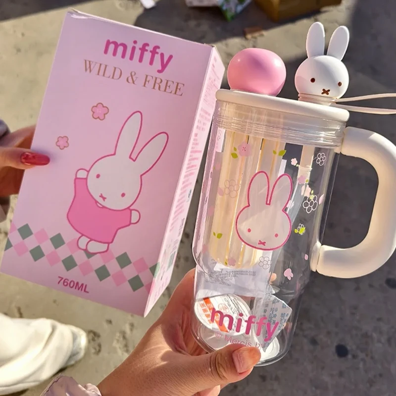 

In Stock Genuine Miffy Tritan Ice Tumbler Cute Rabbit Cup With Tea Infuser & Straw Portable Water Bottle 760ml Birthday Gifts