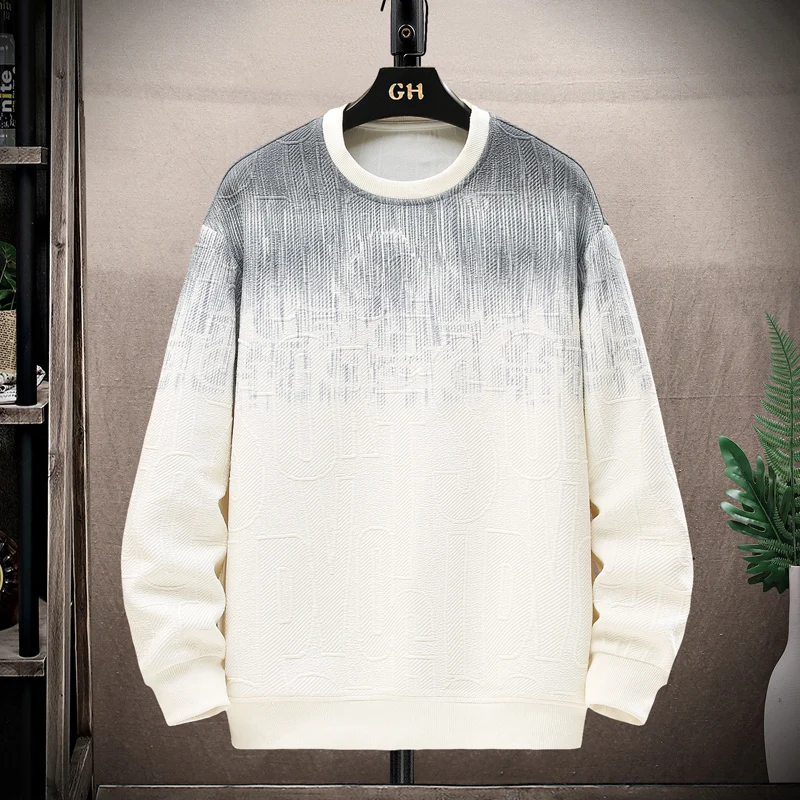 

2025 Autumn Mens Clothing Sweatshirt Korean Fashion Hoodied Pullovers Harajuku Streetwear High Quality O Neck Cotton Spring Tops