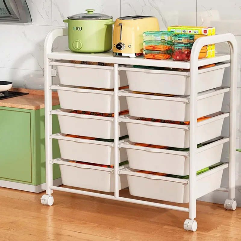 Rack Drawer Multi-floor Trolley Cart Fruit Vegetable Microwave Trolley Cart Storage Basket Isla De Cocina Kitchen Furniture