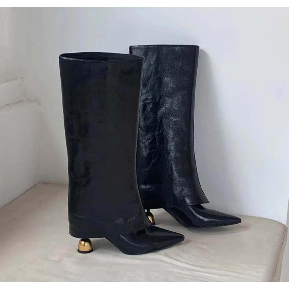 أشار تو أحذية عالية النساء مصمم أحذية عالية الكعب موضة الركبة عالية 2026 الشتاء تشيلسي الأحذية القوطي مضخات الفاخرة بوتاس موهير #5