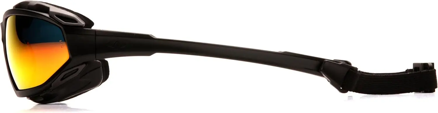 Lunettes de sécurité Highlander XP, monture noire-grise/miroir rouge ciel, lentille anti-buée