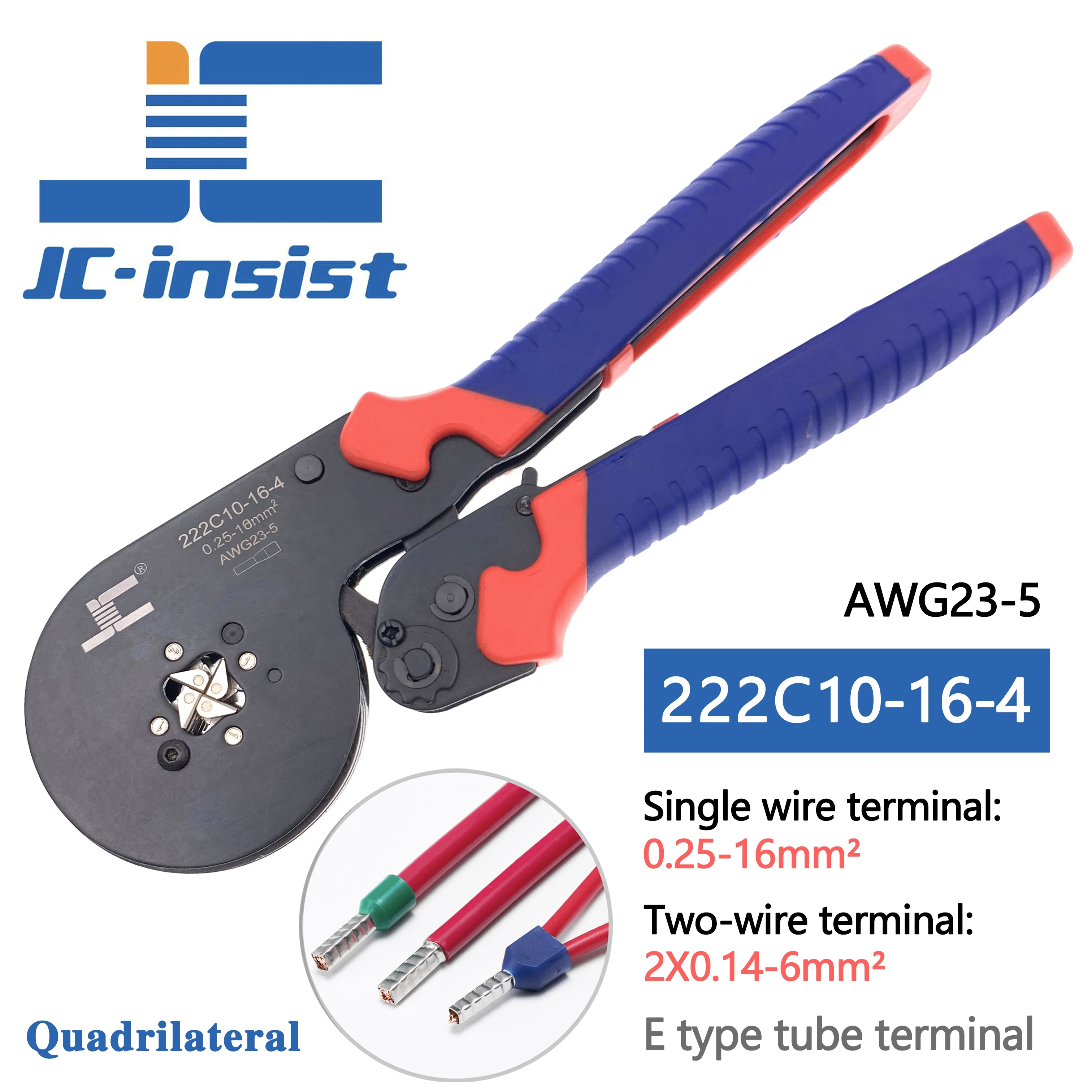 Tubular Terminal Crimping Pliers 0.25-10mm2 0.25-16mm2 quadrilateral hexagon