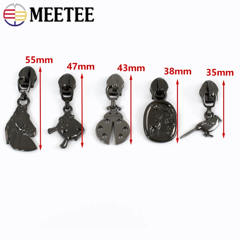 5/10/20Pcs Meetee 5# Zipper Sliders for Nylon Zippers Tapes Bag Jacket Zip Pull Head Sewing Closure Clothes Zips Limiter Repair