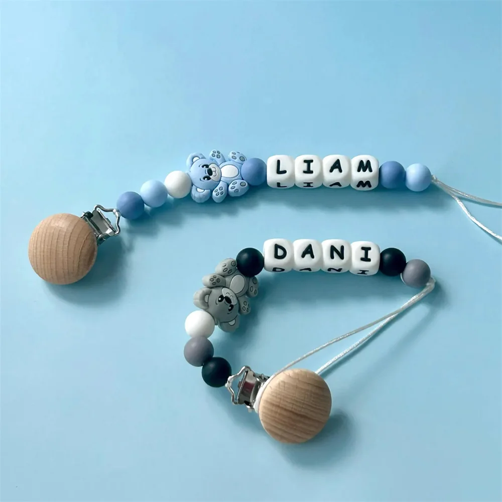 Персонализированные силиконовые зажимы для соски из бисера с очаровательными подвесками в виде медведя