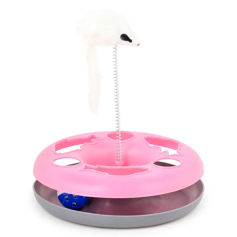 

New Pet Toy Cat Toys Single Layer Amusement Disk Mouse Spring Cat Turntable Game Disk Cat Stick
