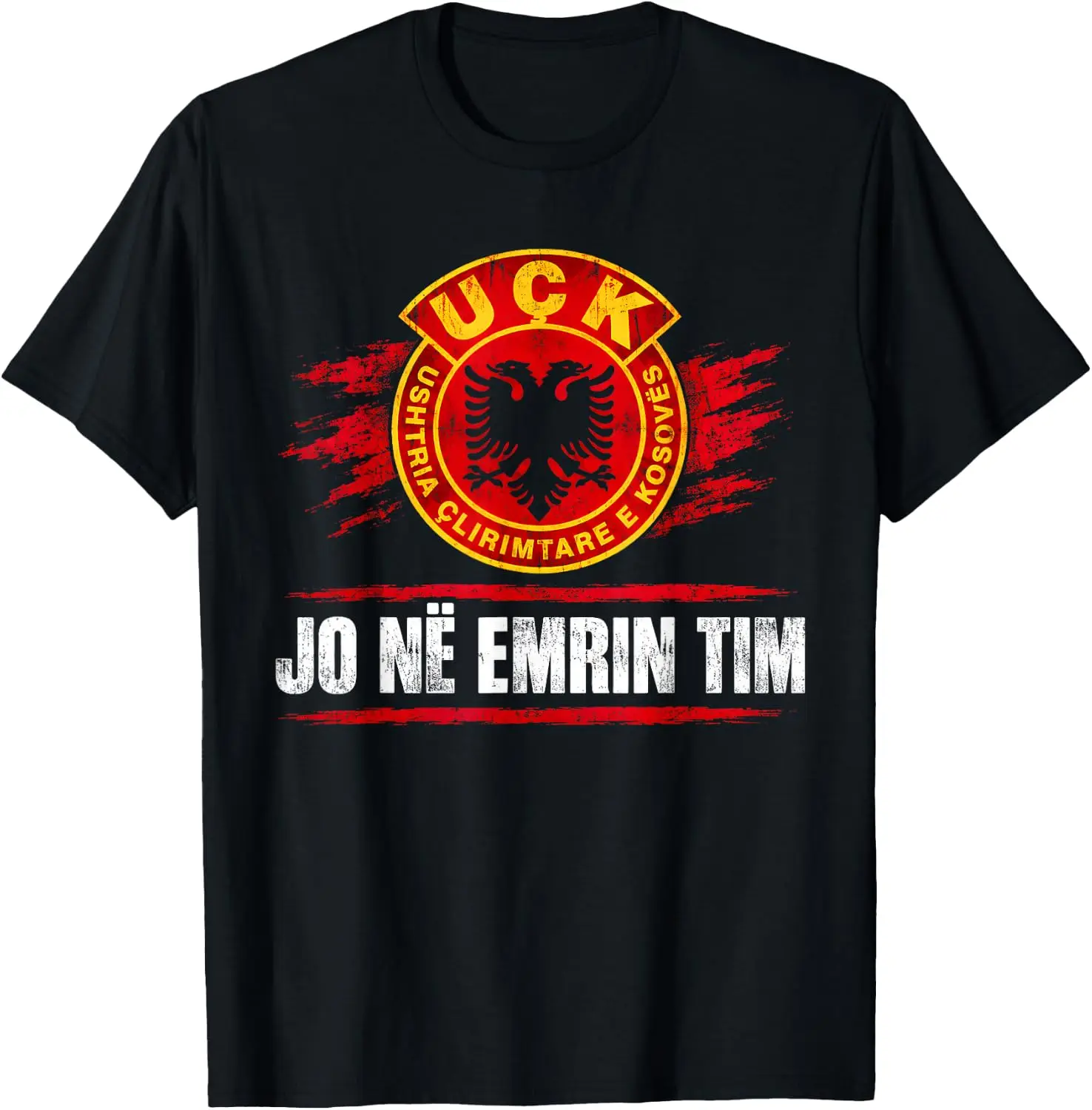 Jo Në Emrin Tim UÇK Albanian Kosovo Protest T-Shirt Fashion Unisex Graphic Pattern T‑Shirt Casual Daily Wear Crew Neck Short Sleeve Soft Cotton Unique Design Tee Tops For Men Women.