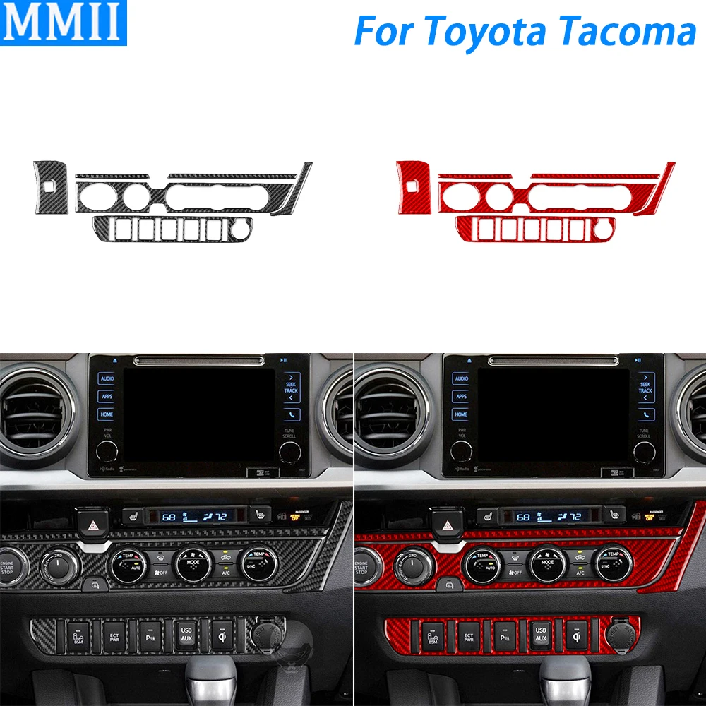 

For Toyota Tacoma 2016-2021 Carbon Fiber Center Console AC One-touch start/stop Panel Cover Car Interior Accessories Sticker