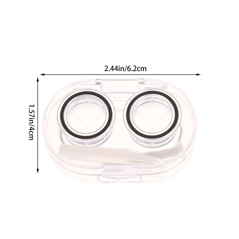 Mini Plastic Contact Lens Cases With Tweezers Remover Tools Oval Transparent Outdoor Portable Eye Contacts Box For Travel Home