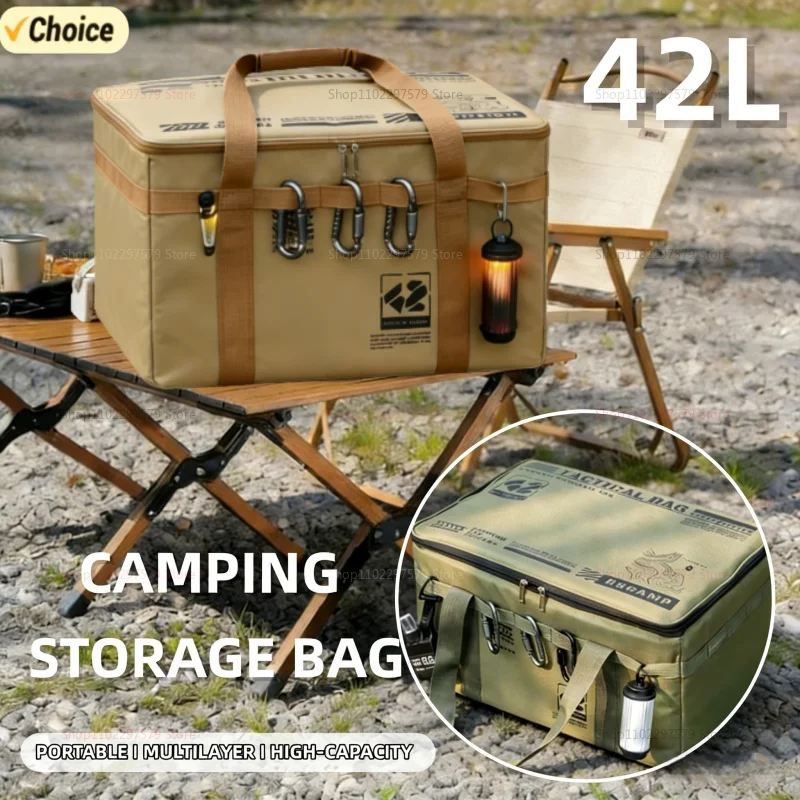 Bolsa de armazenamento reutilizável com grande capacidade de 42L, caixa dobrável isolada, bolsa de armazenamento à prova d'água para utensílios de piquenique, bolsa de armazenamento.