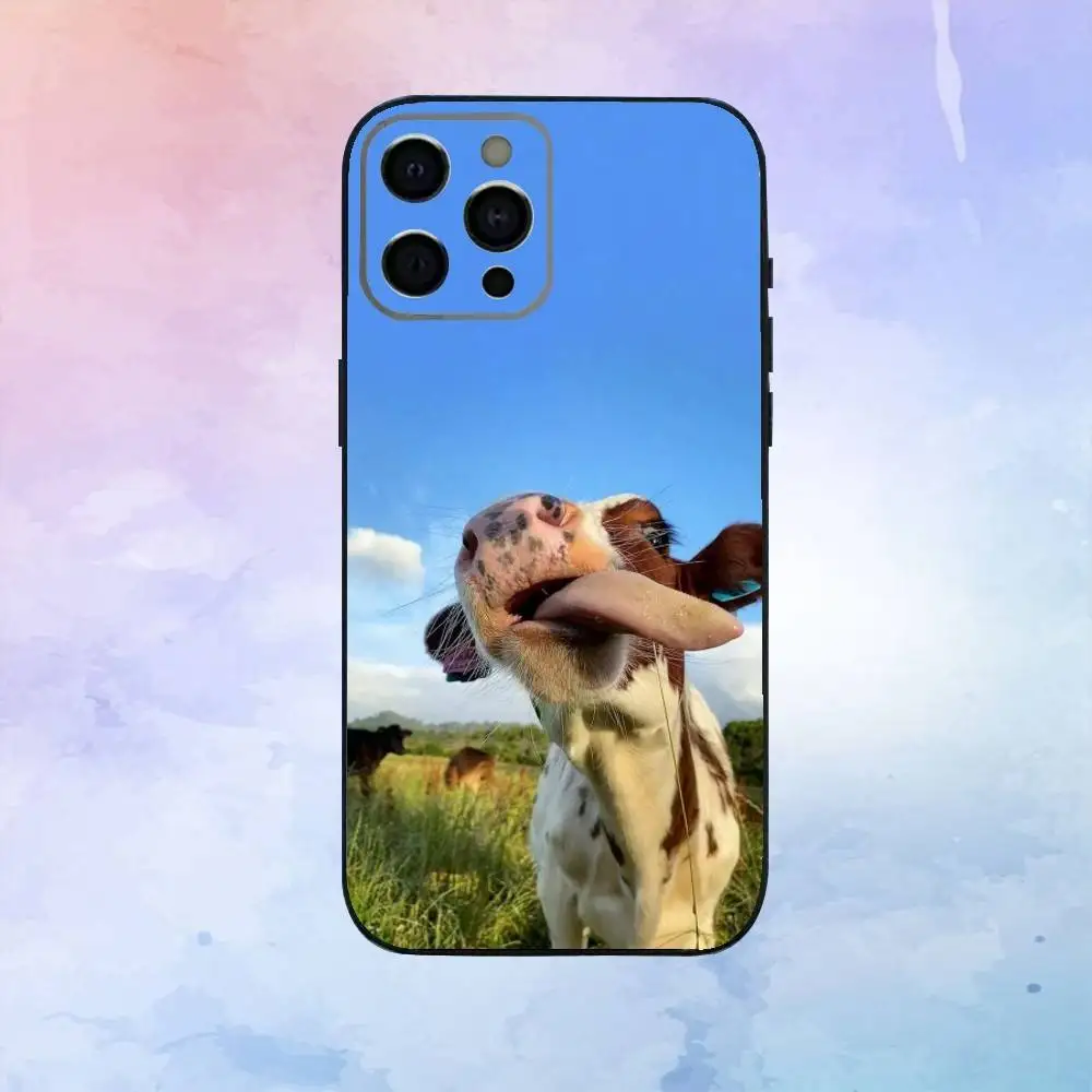 Flower Milk Dairy Cow Cows OX Phone Case  For iPhone17,16,15,14,13,12,11 Plus,Pro Max Soft Black Cover