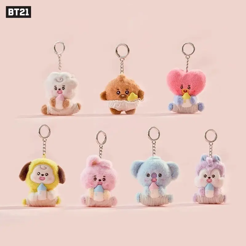 BT21 Cooky und Tata Schlüsselanhänger Neuer Kreativer Cartoon-Stil und Niedlicher Modischer Hochwertiger Tragbarer Mädchenhafter Schülerrucksack-Anhänger – Detail 2