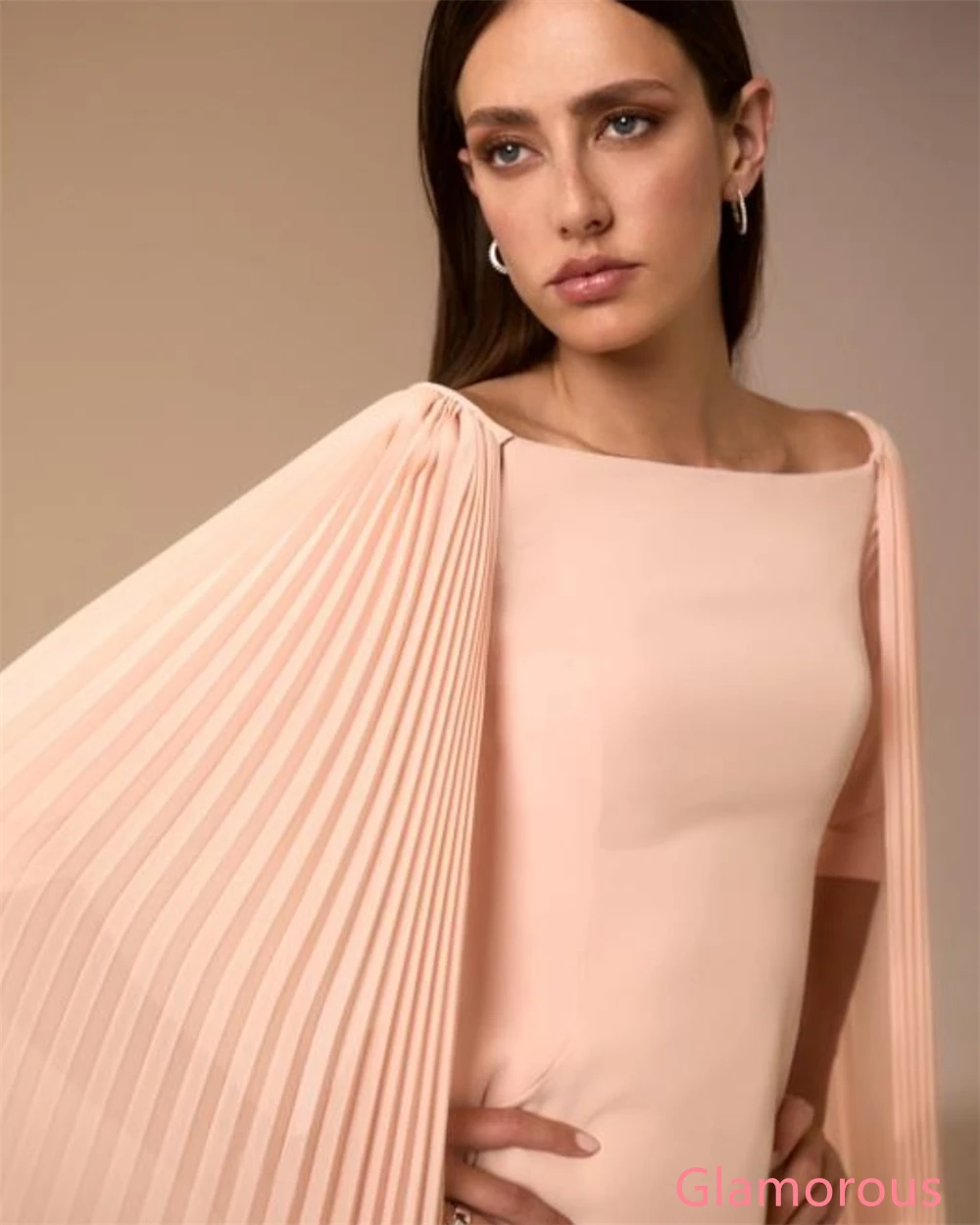 

Customized Modern Pink Jersey Evening Dress Boat Neck 3/4 Sleeves Homecoming Dress Bespoke Occasion Gowns High Quality Formal