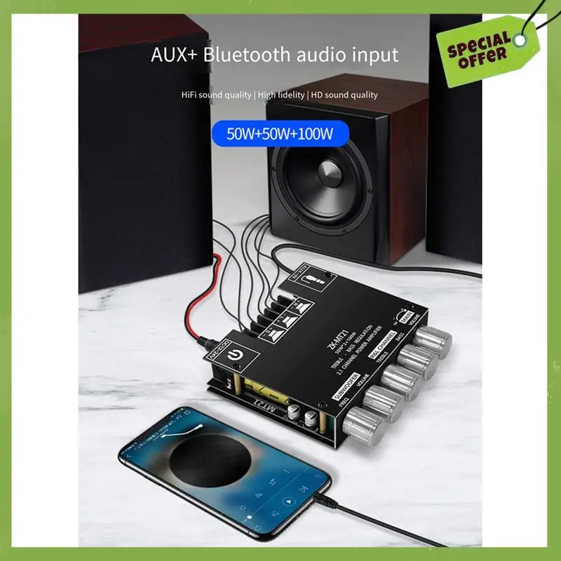 Leading-BT5.0 Amplify Board 2.1 Channel 50WX2+100W Subwoofer Amplifier Board Audio Bass Stereo Amplify Board