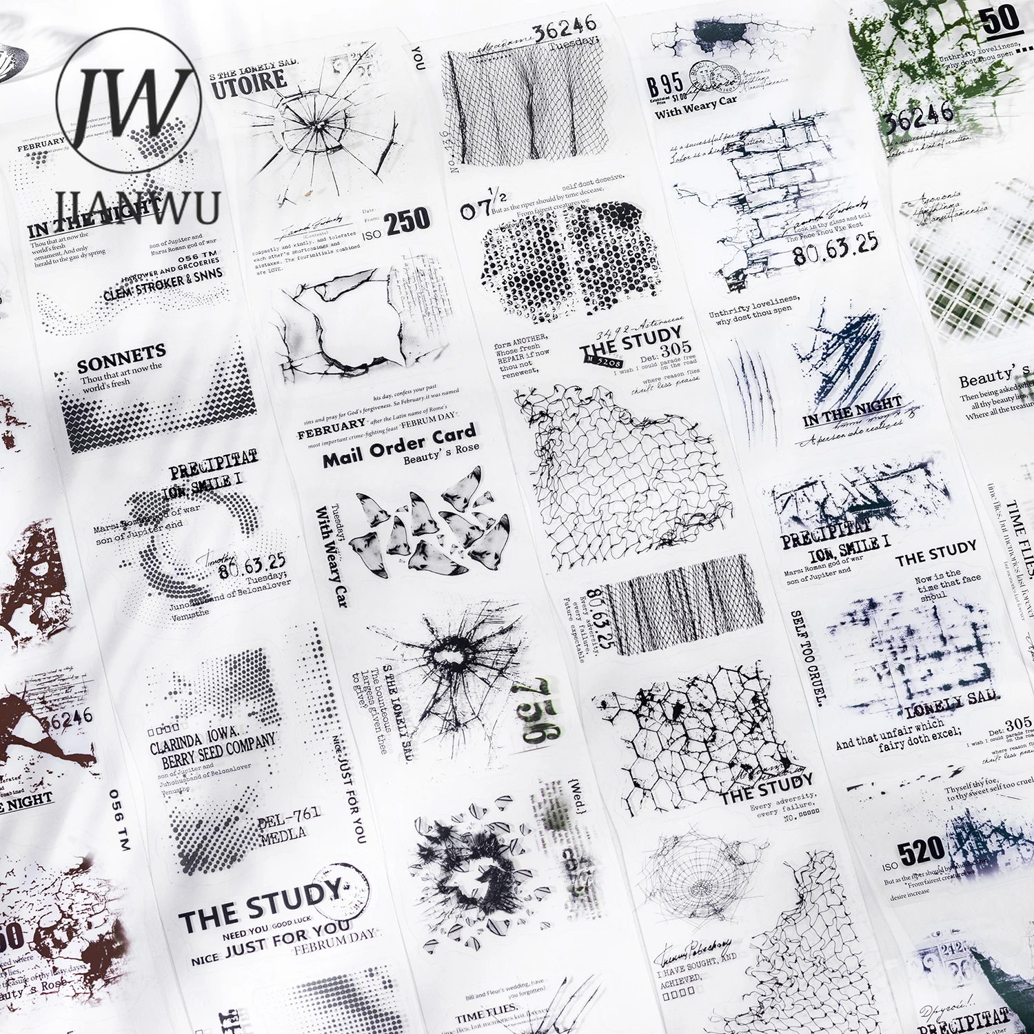 JIANWU 65mm*200cm Motteld Fantasy Series Vintage Texture Landscape Material Collage PET Tape Creative DIY Journal Stationery