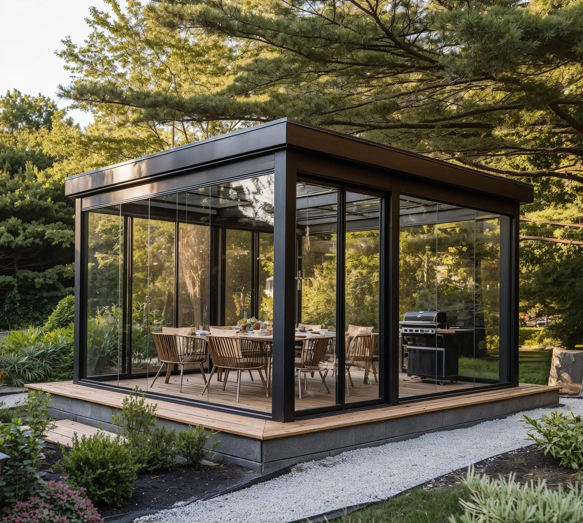 Weather Resistant Aluminum Outdoor Living Space With Automatic Sun Tracking Smart Gazebo Easily Assembled