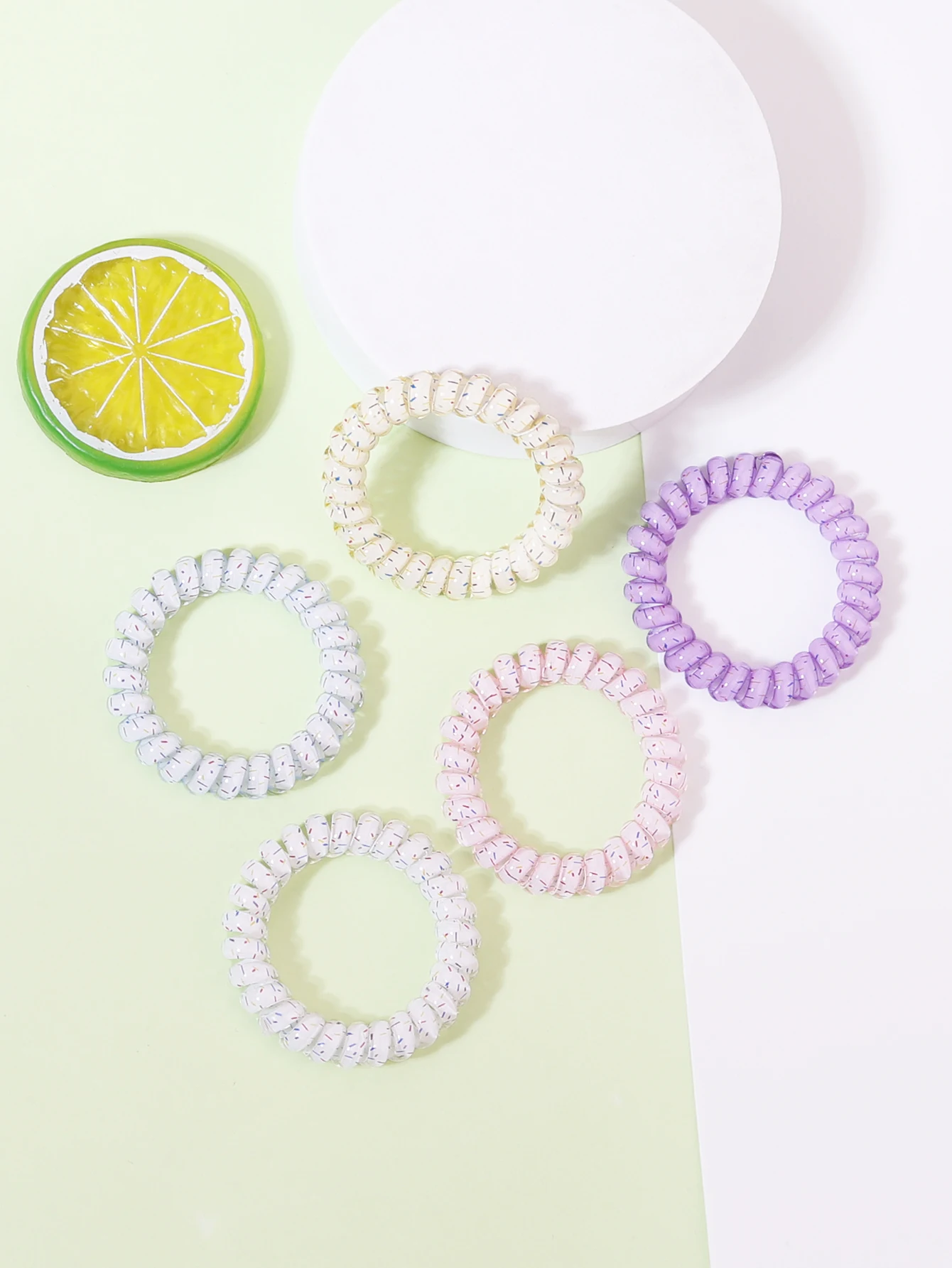 

5pcs/1pcs candy colored girl hair rope telephone line hair spiral rolled strip girl hair accessories Special for real hair wigs