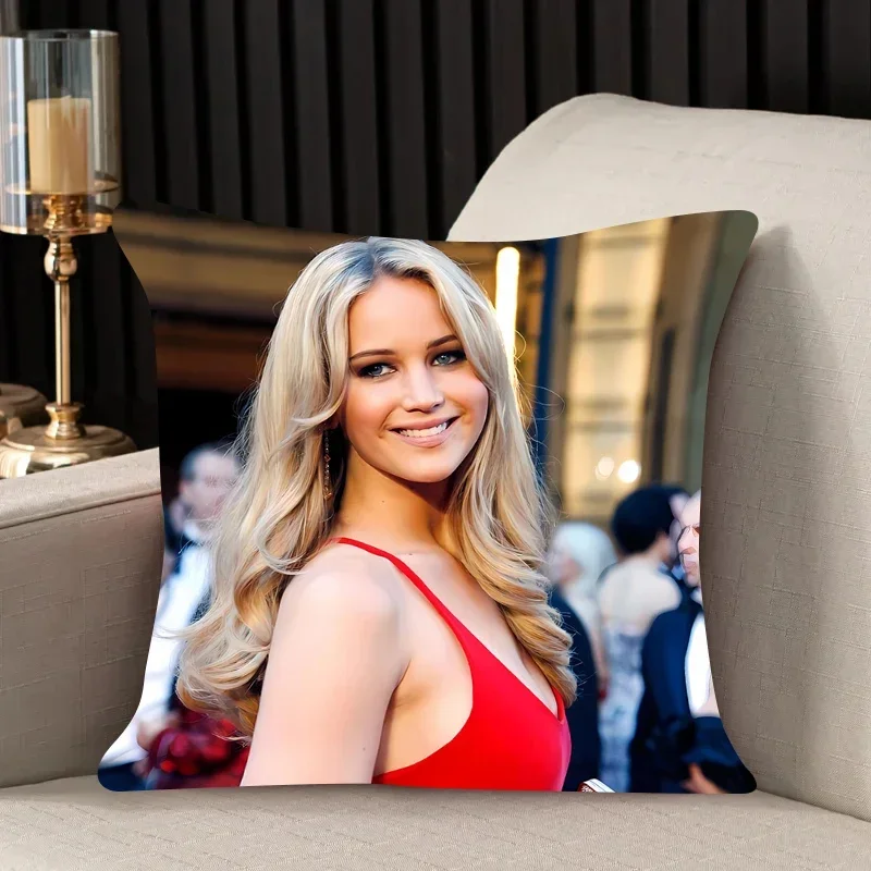 Pillow case J-Jennifer Lawrence home decor Double-sided Printed car Headrest Backrest Chair Cushion Cover Fashion Custom Gift