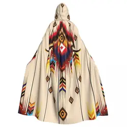 Indian Painting Native American Aztec Tribal Long Hooded Cloak Witch Medieval Costume Cosplay Cape HalloweenParty Adult Unisex