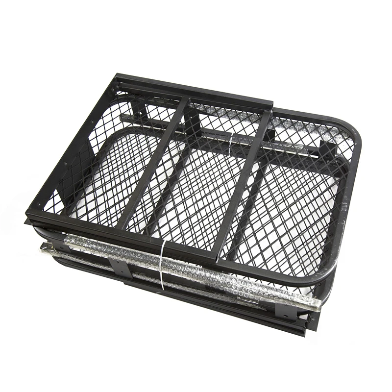 L 146CM Basket Folding Hitch Cargo Carrier Foldaway Steel Mesh Cargo Rack Basket Carrier Luggage Hitch Tow Bar Car Roof 500 lbs