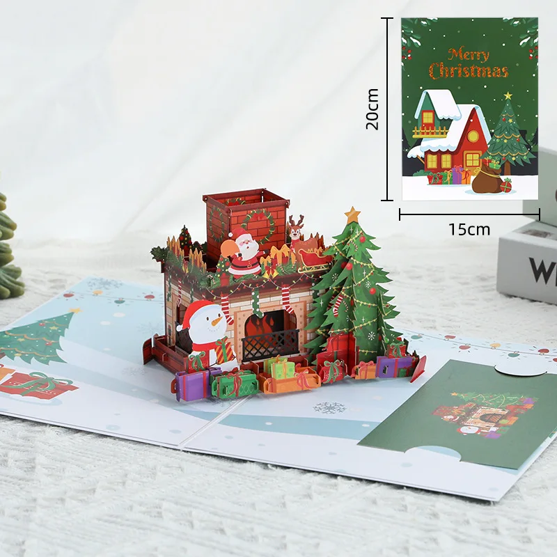 

2/5Sets 2025 New Merry Christmas 3D Cards Christmas Tree Winter Gift Pop-Up Cards New Year Gift Greeting Card With Envelope