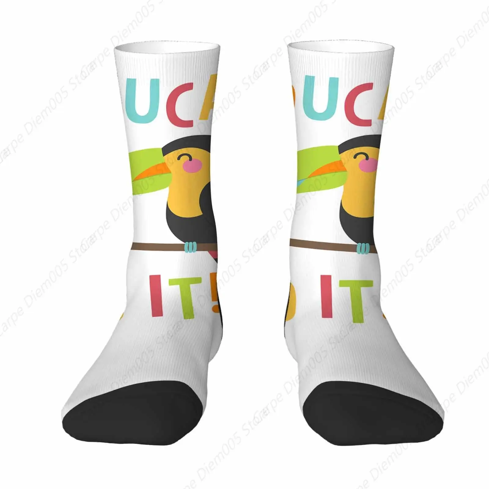 Toucan Funny Socks Toucan Do It Branch Novelty Casual Crew Socks Contrast Color Design For Women Men Gift