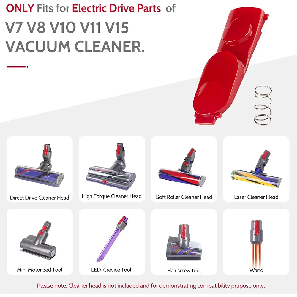 Für Dyson V7 V8 V10 V11 V15, Ersatz-Reinigungskopf-Clip-Verschlussknopf mit Feder, Staubsauger-Schalter Zubehörteile – Detail 1