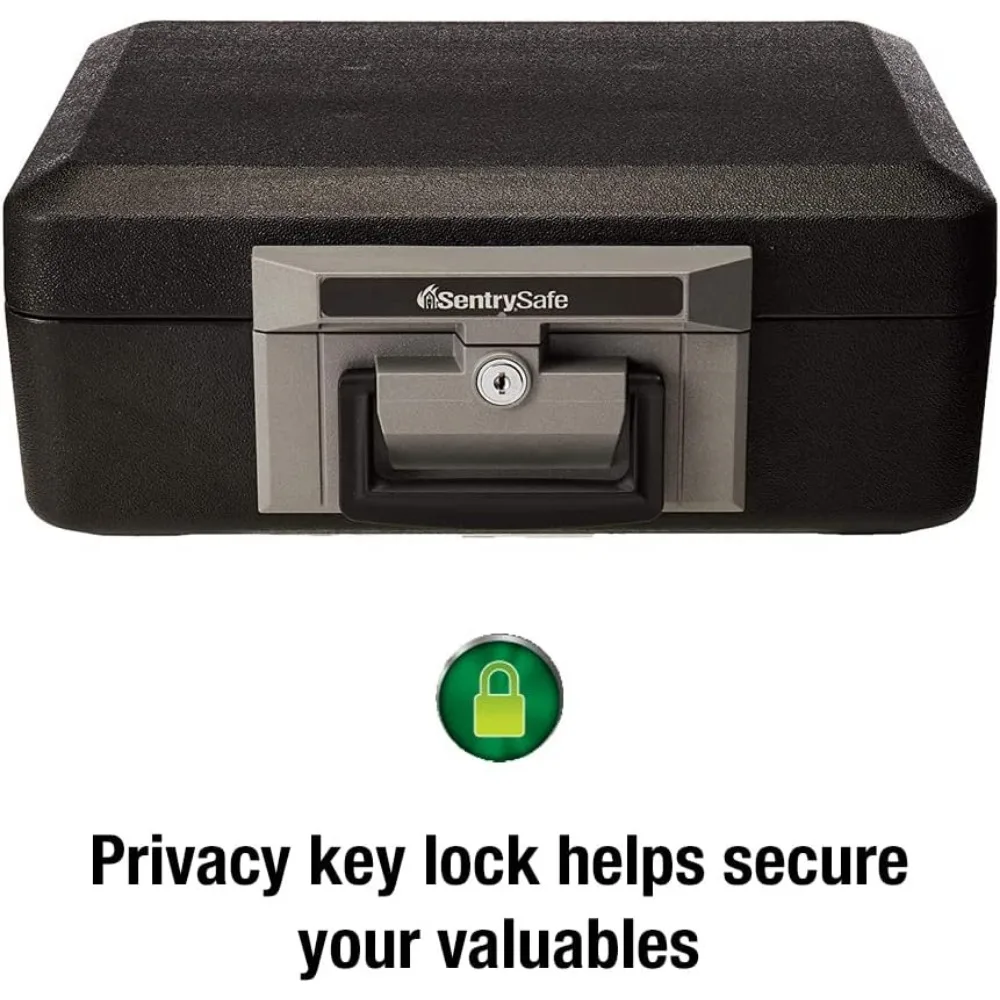 Cassetta di sicurezza ignifuga con serratura a chiave, cassaforte con maniglia per il trasporto per proteggere denaro, gioielli, documenti, 0,25 piedi cubi