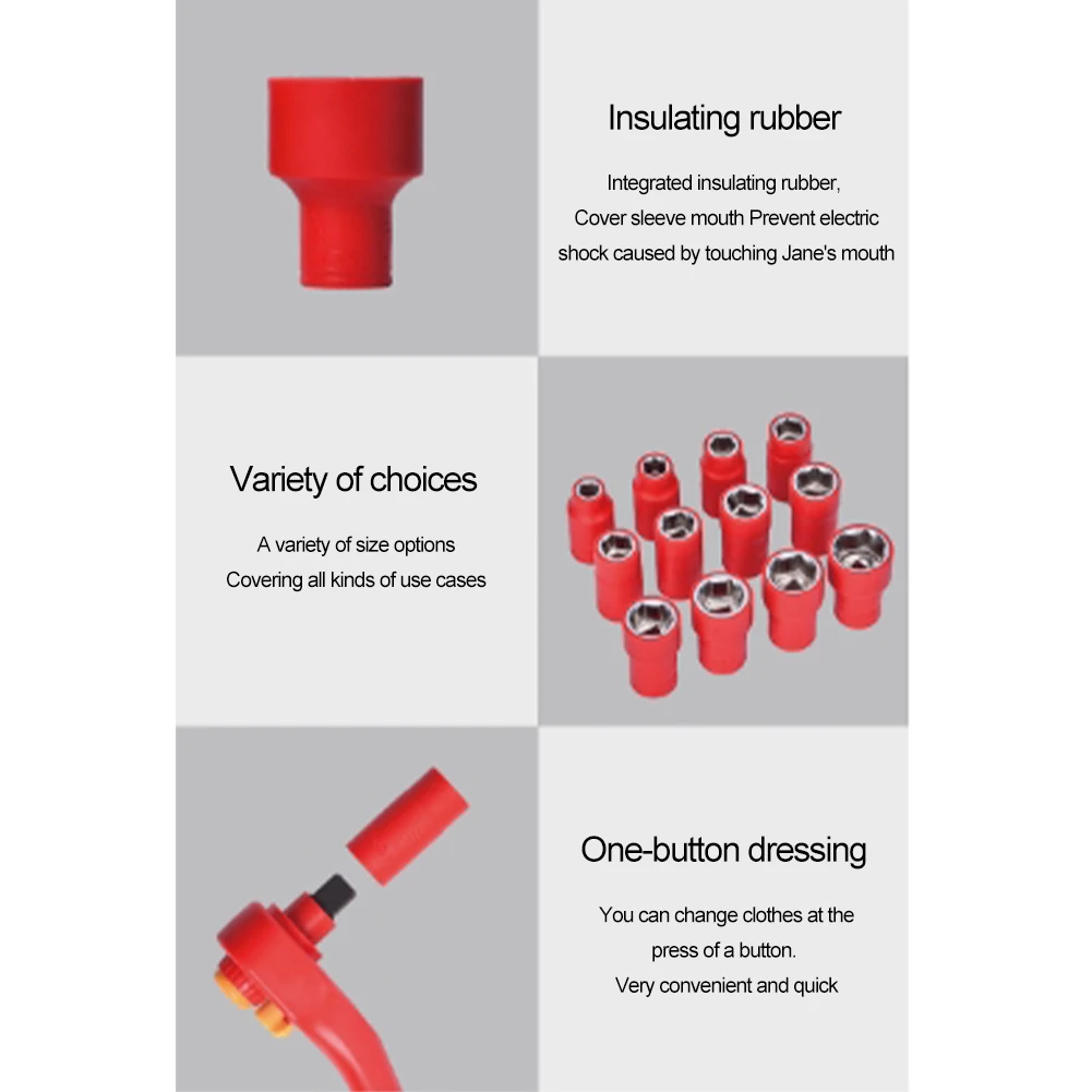 For Industrial Use Nut Insulated Socket Wrench TPE Insulated Wrench Insulation Protection Cover Metric Sleeve Sizes