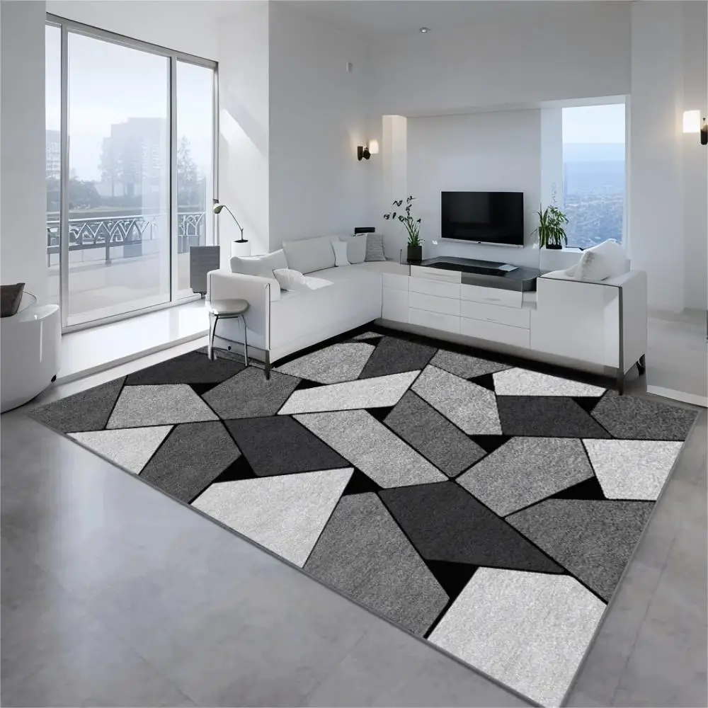 

VIKAMA Patchwork Geometric Rug | Fade-Resistant & Anti-Bacterial | Soft Loop Pile | Perfect for Living Room & Bedroom Decor!