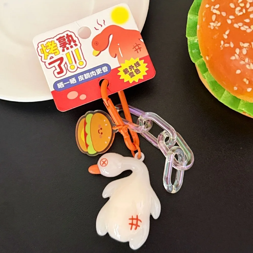 Cartoon Detect UV Color Change Duck Pendant Creative Funny Roast Duck Keyring PVC Unique Roast Chicken Keychain Bag Hanging