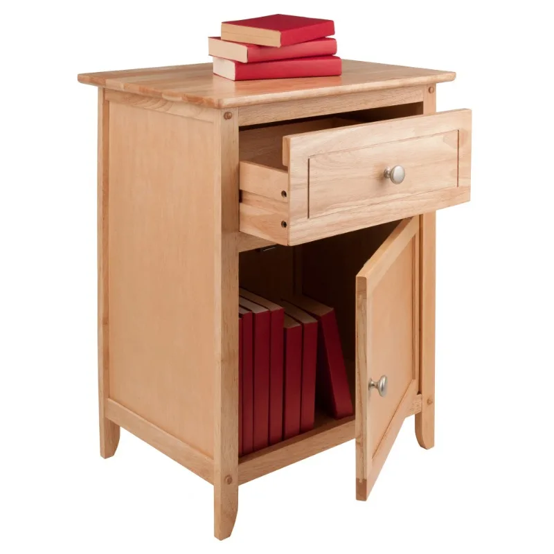 Winsome Accent Table Natural Simple Ageless Design Provides Plenty of Storage Space in The Pull Out Drawer Spacious Cabinet