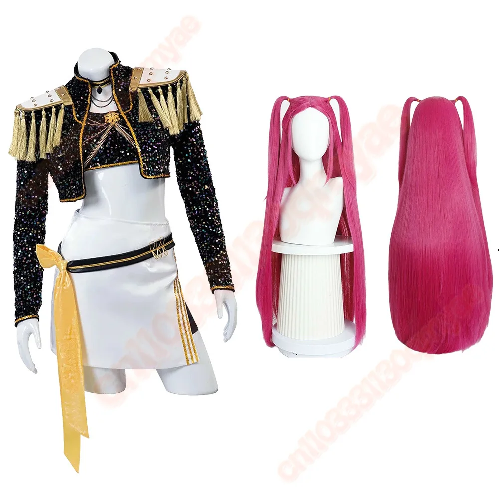 KPOP Huntrix zoey mira 코스프레 악마 슬레이어 의상 할로윈 파티를위한 루미 복장 애니메이션 무대 공연 카니발 의류