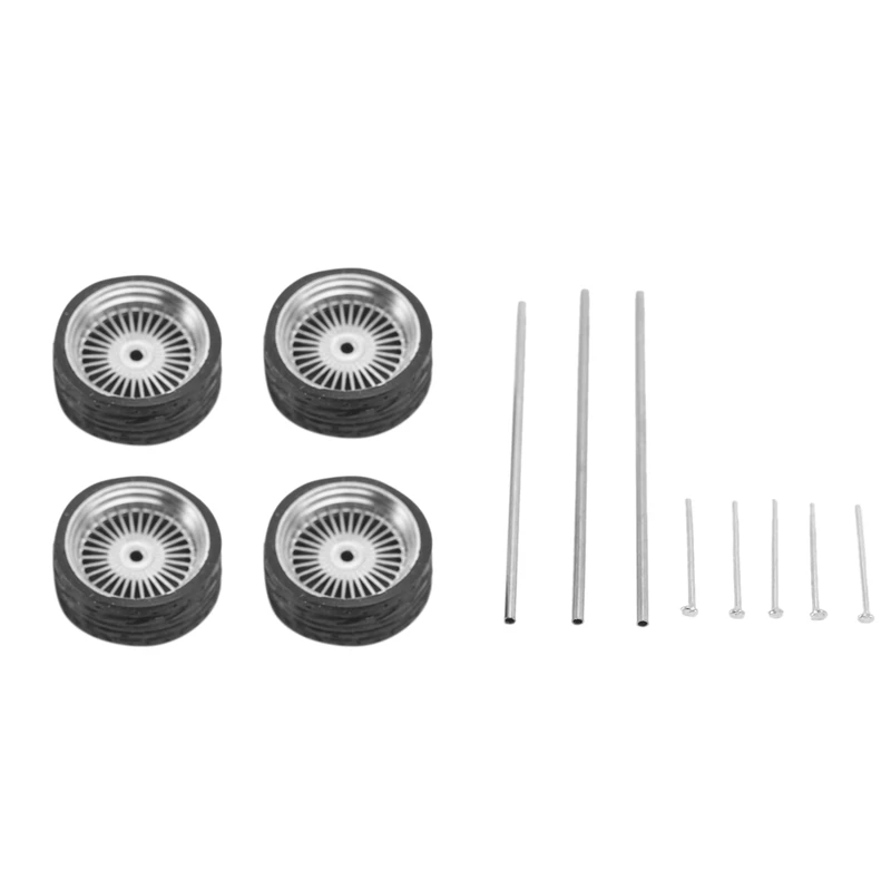 4Pcs 1/64 Scale Alloy Wheels Tire Alloy Model Car General Modified Tire For 1:64 Vehicles General Model Tire