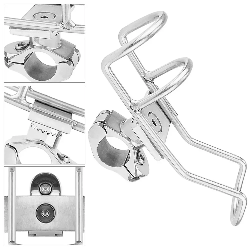 

Boat Fishing Rod Holder 316 Stainless Steel Clamp On 25mm Rail Mount Rod Pole Compact And Portable Lightweight And Easy To Remov